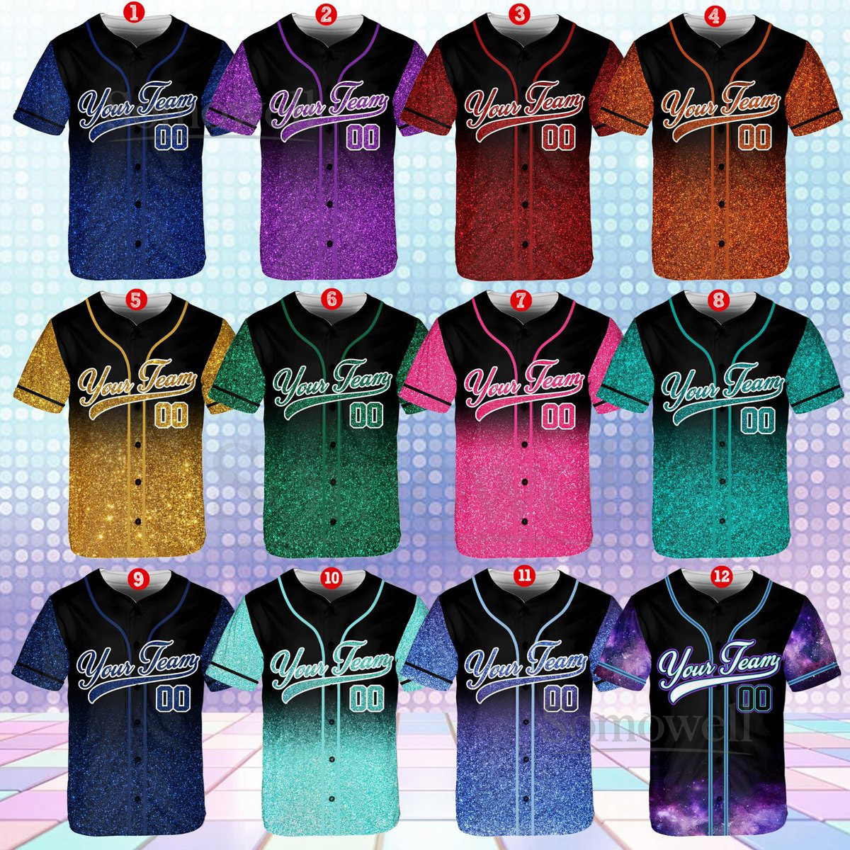 Personalized Team Name Number Baseball Jersey Custom Baseball Jersey Shirt Baseball Jersey Uniform Printed Glitter Not Glitter Fabric_714