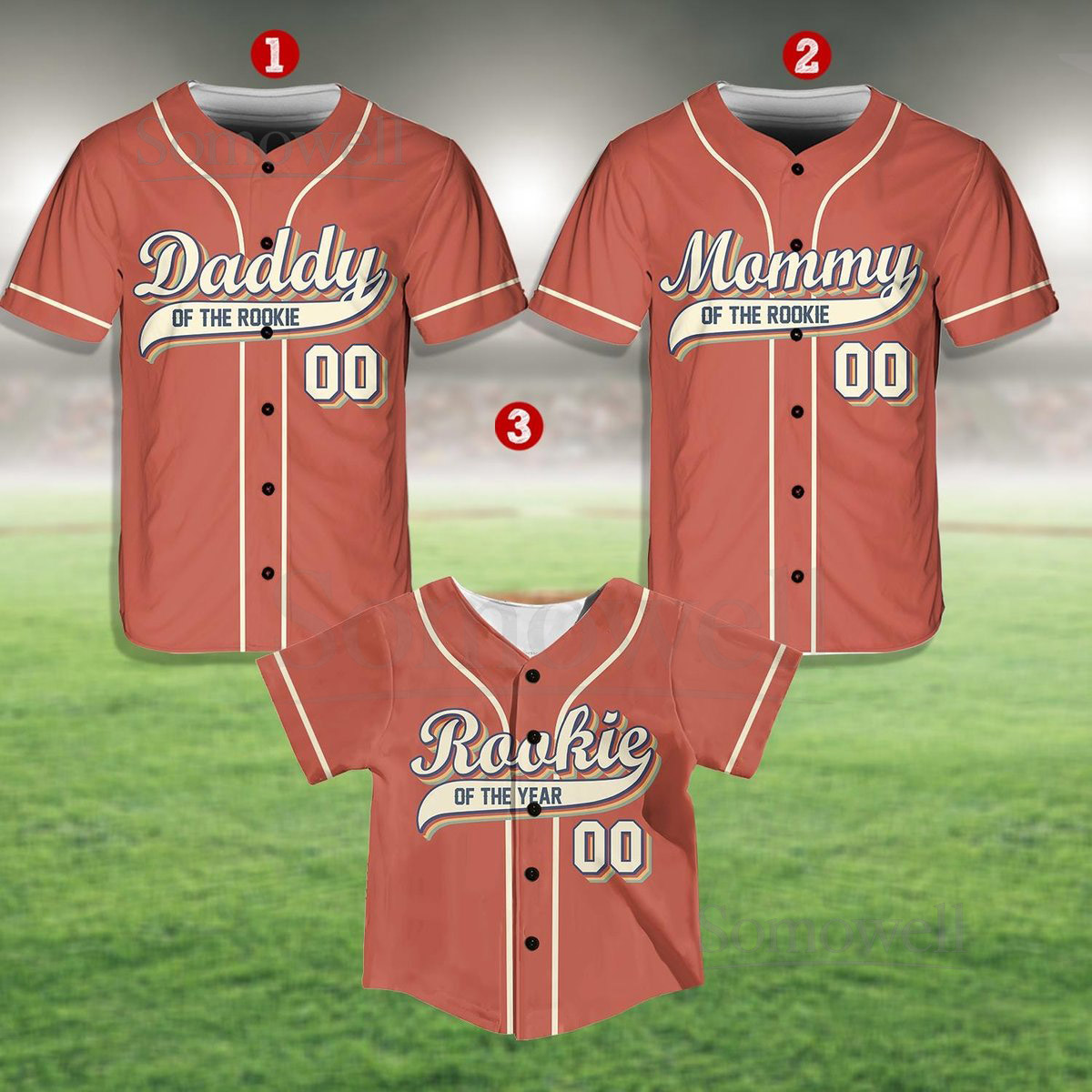 Personalized Daddy Mommy Of the Rookie Baseball Jersey Custom Name Number Shirt Rookie Of The Year Jersey Family Matching Outfits_079