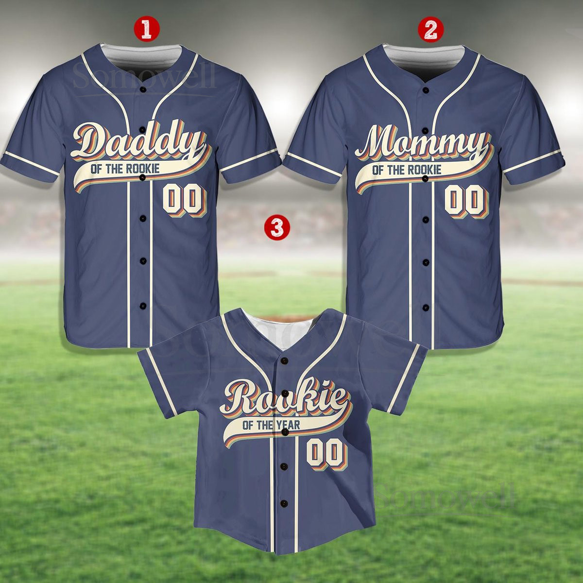 Personalized Daddy Mommy Of the Rookie Baseball Jersey Custom Name Number Shirt Rookie Of The Year Jersey Family Matching Outfits_080