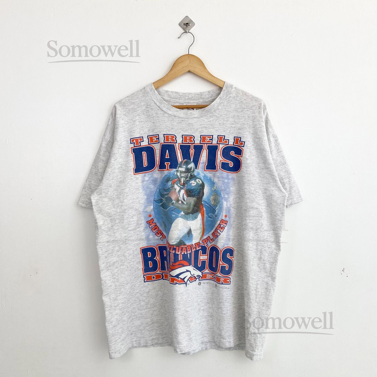 90s NFL Denver Broncos T-Shirt Print Logo Grey Color Mens XL_9