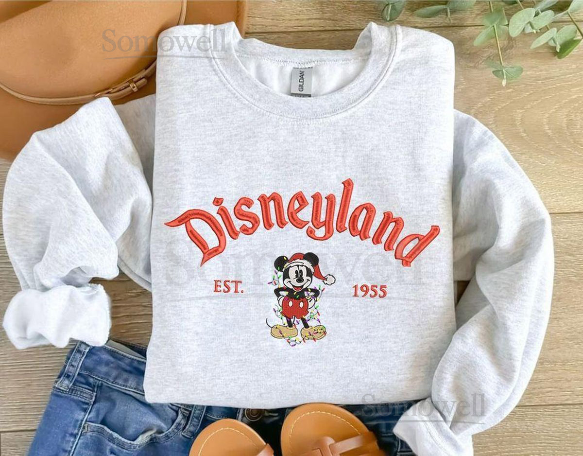 Disneyland Mickey Christmas Embroidered Sweatshirt Mickey Mouse Xmas Sweatshirt Disney Christmas Embroidery Hoodie Christmas Gifts_50