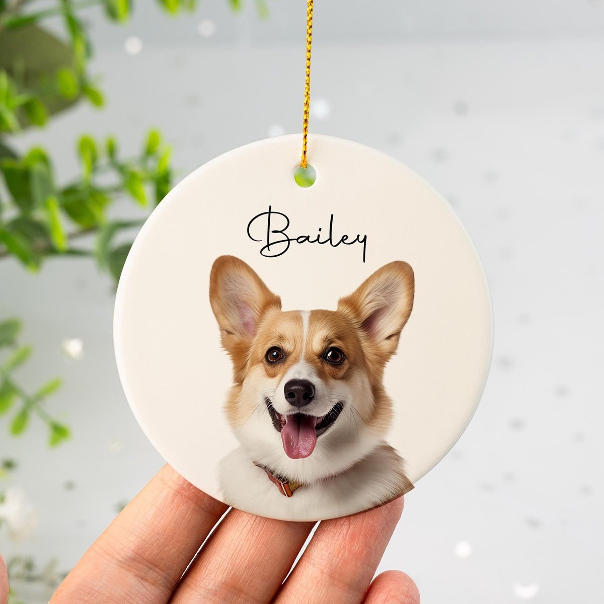 Personalized Pet Photo Ornament Custom Ceramic Dog Memorial Gift