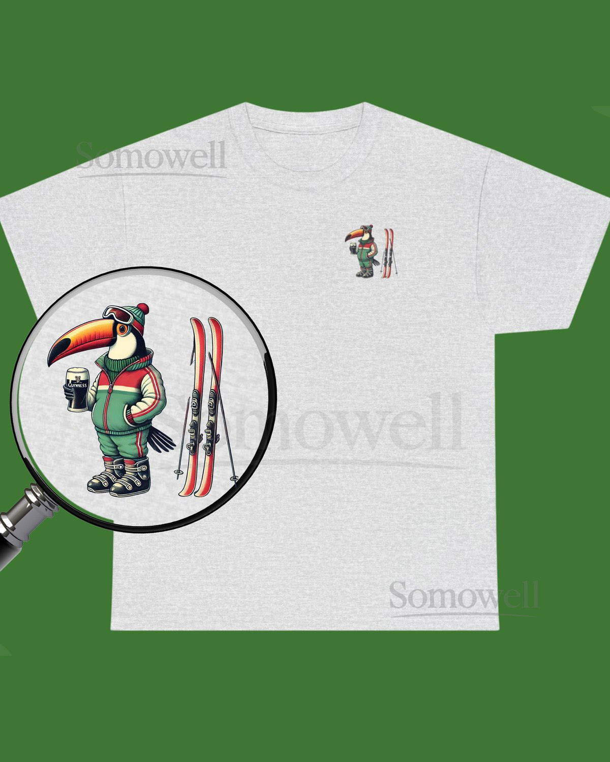 Skiing Toucan Guinness Tee Skiing Graphic Tee Toucan Lover Gift Unisex Cotton Shirt Ski Trip Shirt Winter Sports Tee_481