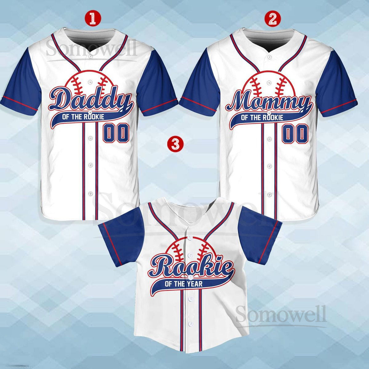 Personalized Mommy Daddy Of the Rookie Baseball Jersey Custom Name Number Shirt Rookie Of The Year Jersey Family Matching Outfits_312