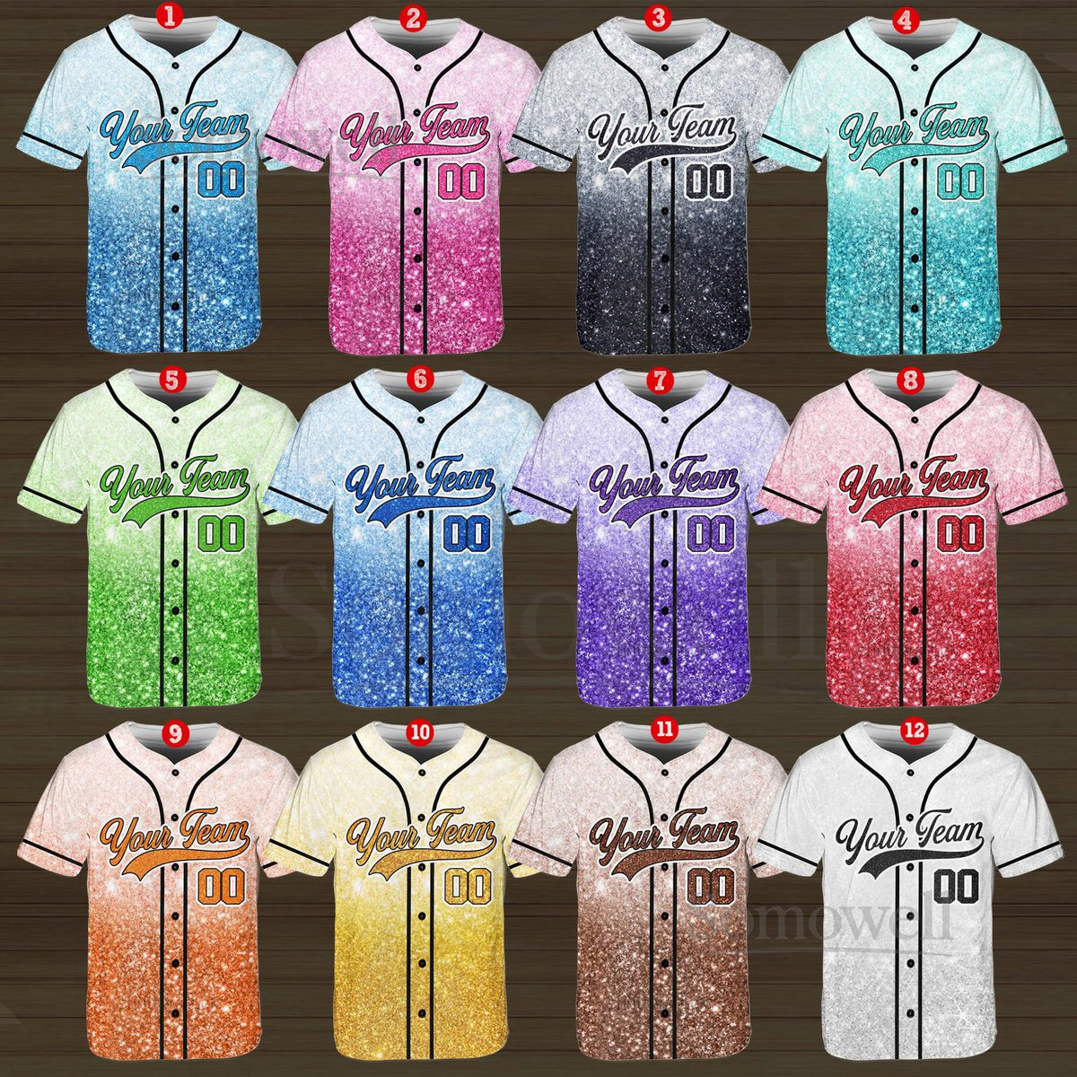 Personalized Team Name Number Baseball Jersey Custom Baseball Jersey Shirt Baseball Jersey Uniform Printed Glitter Not Glitter Fabric_716