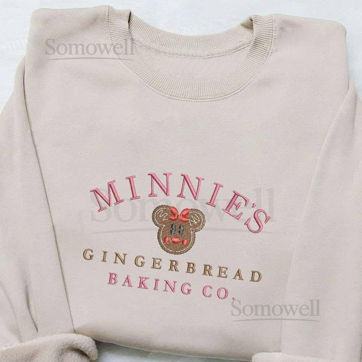 Minnie Gingerbread Baking Co Embroidered Sweatshirt Disney Minnie Cookies Crewneck SweatshirtMinnie Mouse Christmas Embroidery Hoodie_125