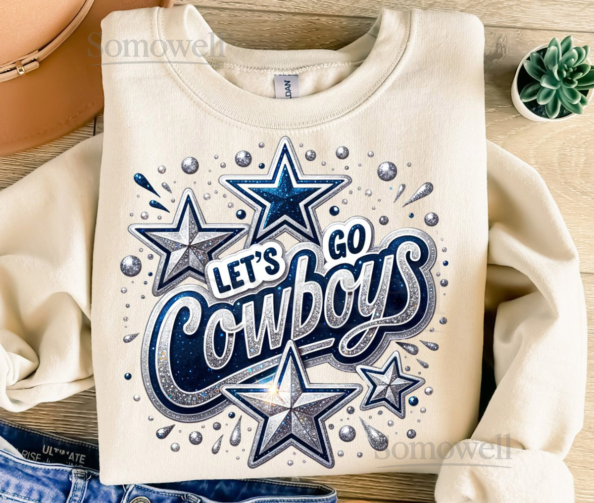 Let's Go Cowboys Png Sublimation Design Silver Glitter Stars Png Western Png Trendy Png T-Shirt Design Digital Download Png DTF_409
