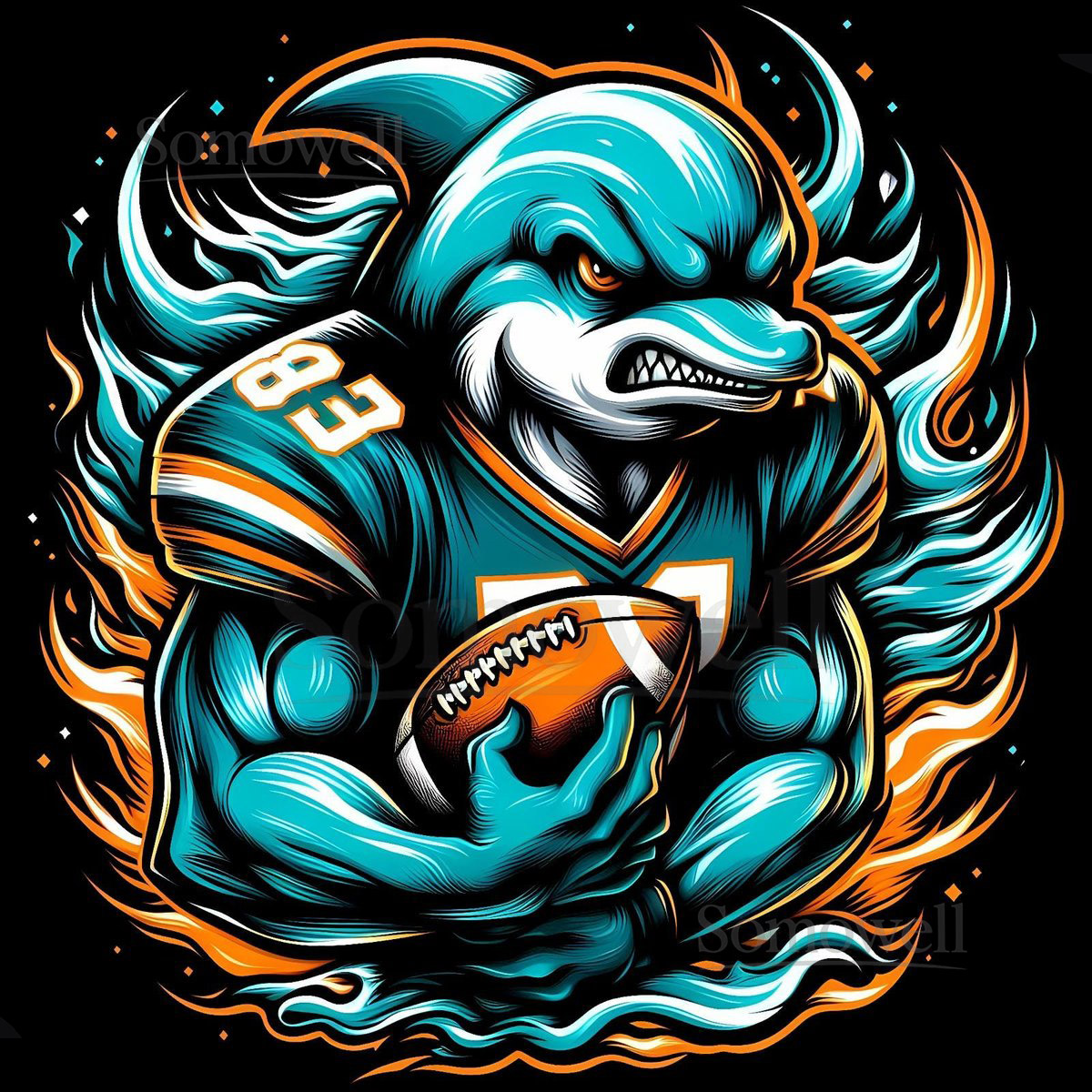 Miami Dolphins Football Team Graphic T-Shirt - Design 3_418