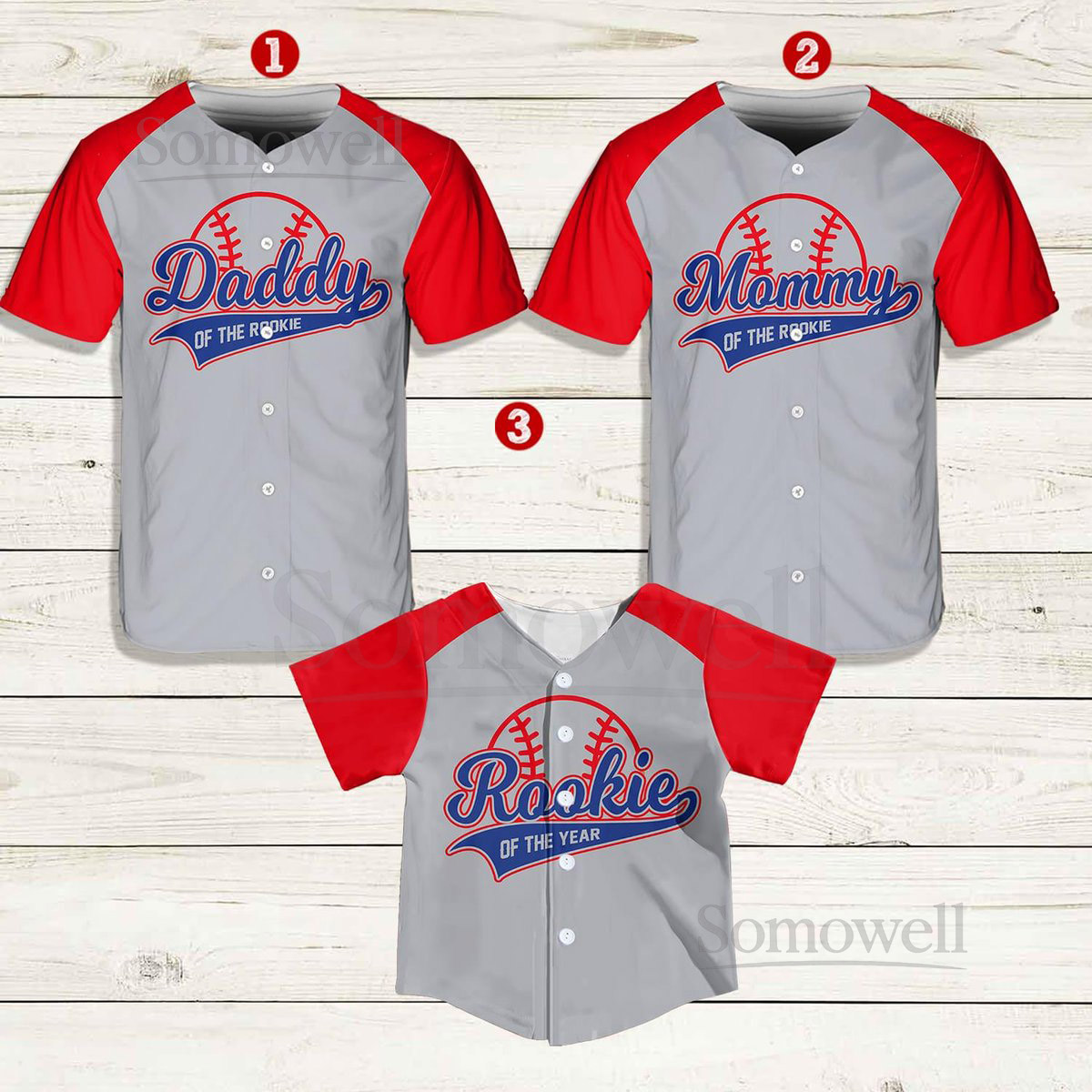 Personalized Mommy Daddy Of the Rookie Baseball Jersey Custom Name Number Shirt Rookie Of The Year Jersey Family Matching Outfits_314