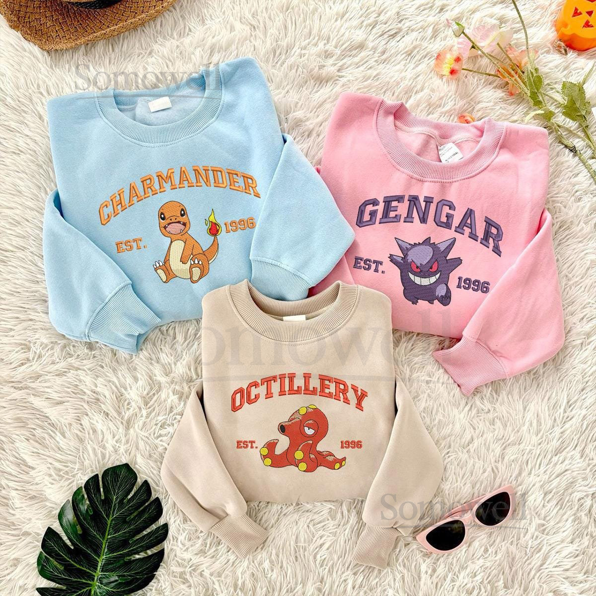 Anime Poke Embroidered Youth Sweatshirt Anime Manga Shirt Anime Lovers Family Trip Shirt_6