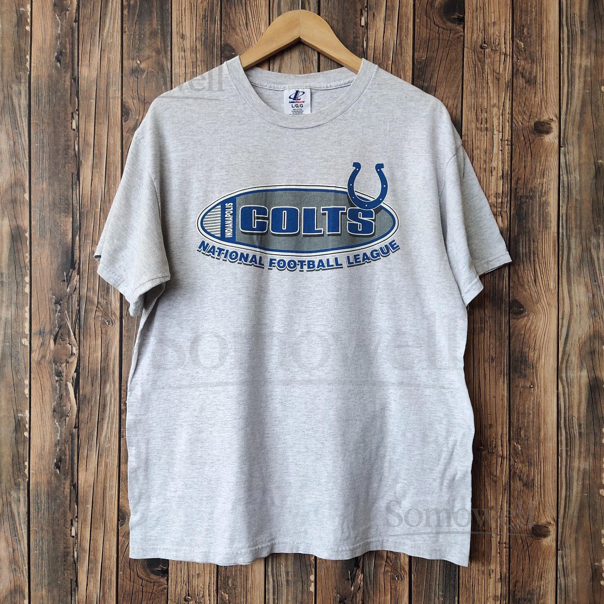 RARE Vintage 90s Distressed Indianapolis Colts Football by Logo Athletic T-Shirt Colts Crewneck Colts Tees Printed Logo Gray Color Men_790