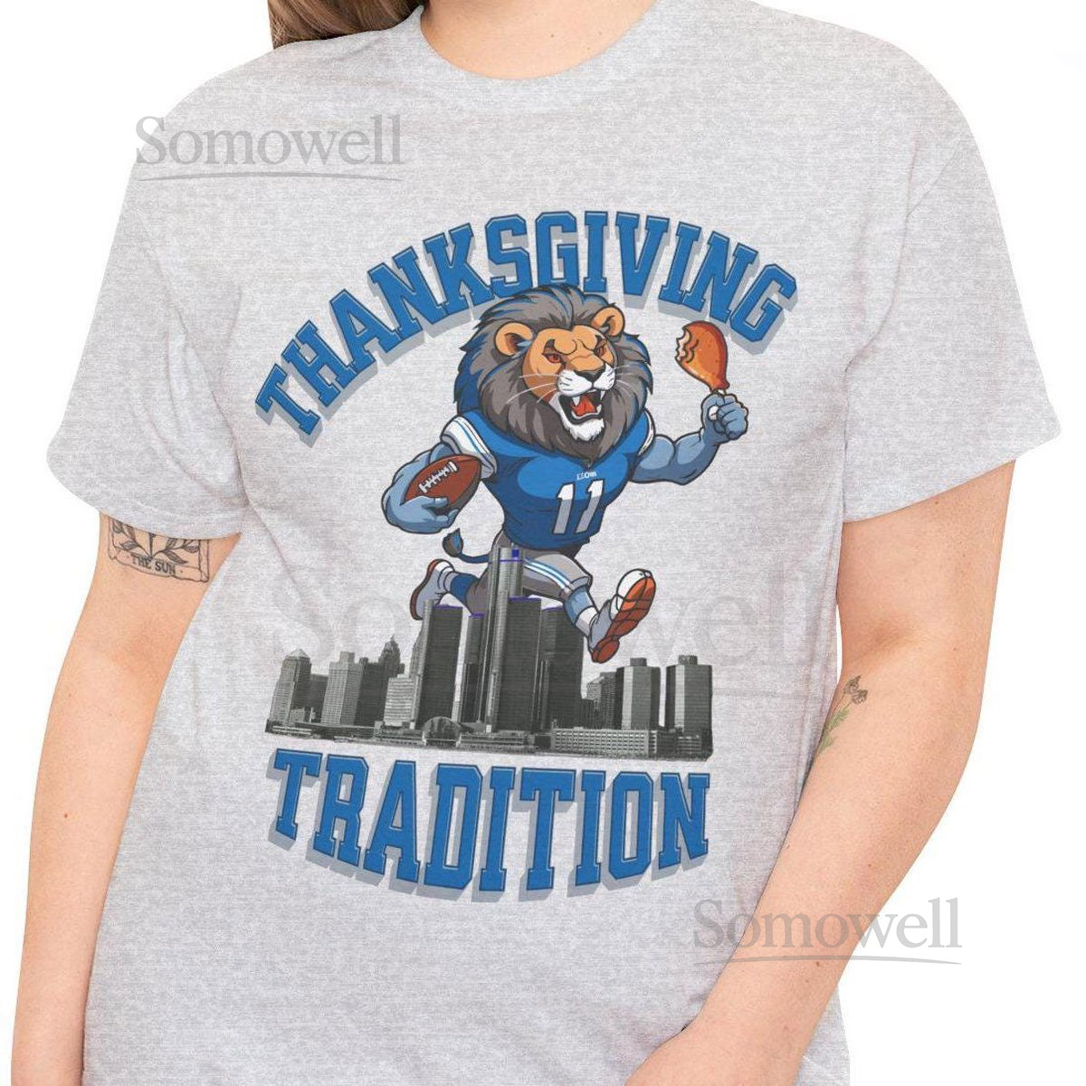 Detroit Lions Thanksgiving Game Day Tradition T-Shirt Football Fan Tee Unisex Tee Heavy Cotton Tee Thanksgiving Gift Detroit Sports Fan_292