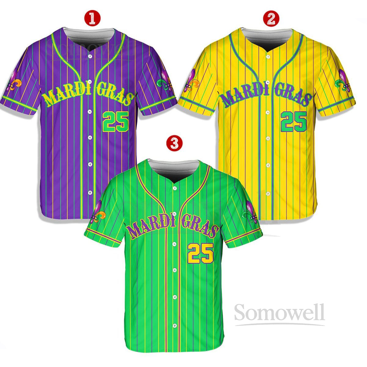 Personalized Mardi Gras Baseball Jersey Custom Name And Number Pinstripe Baseball Jersey Mardi Gras Carnival Jersey Family Matching Outfit_254