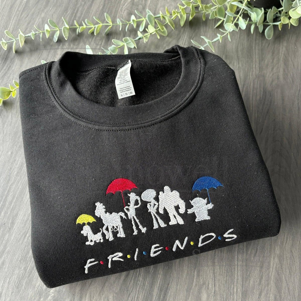 Toy Story Friends Embroidered Sweatshirt Disney Characters Woody Buzz Lightyear Jessie Embroidered Hoodie Gifts For Best Friends_158
