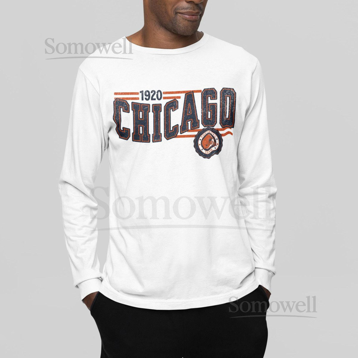 Chicago Football Retro Crewneck Long Sleeve Bear Retro Long Sleeve Shirt Chicago Unisex Shirt Game Day T-Shirt Bear Football Fan Gift_459