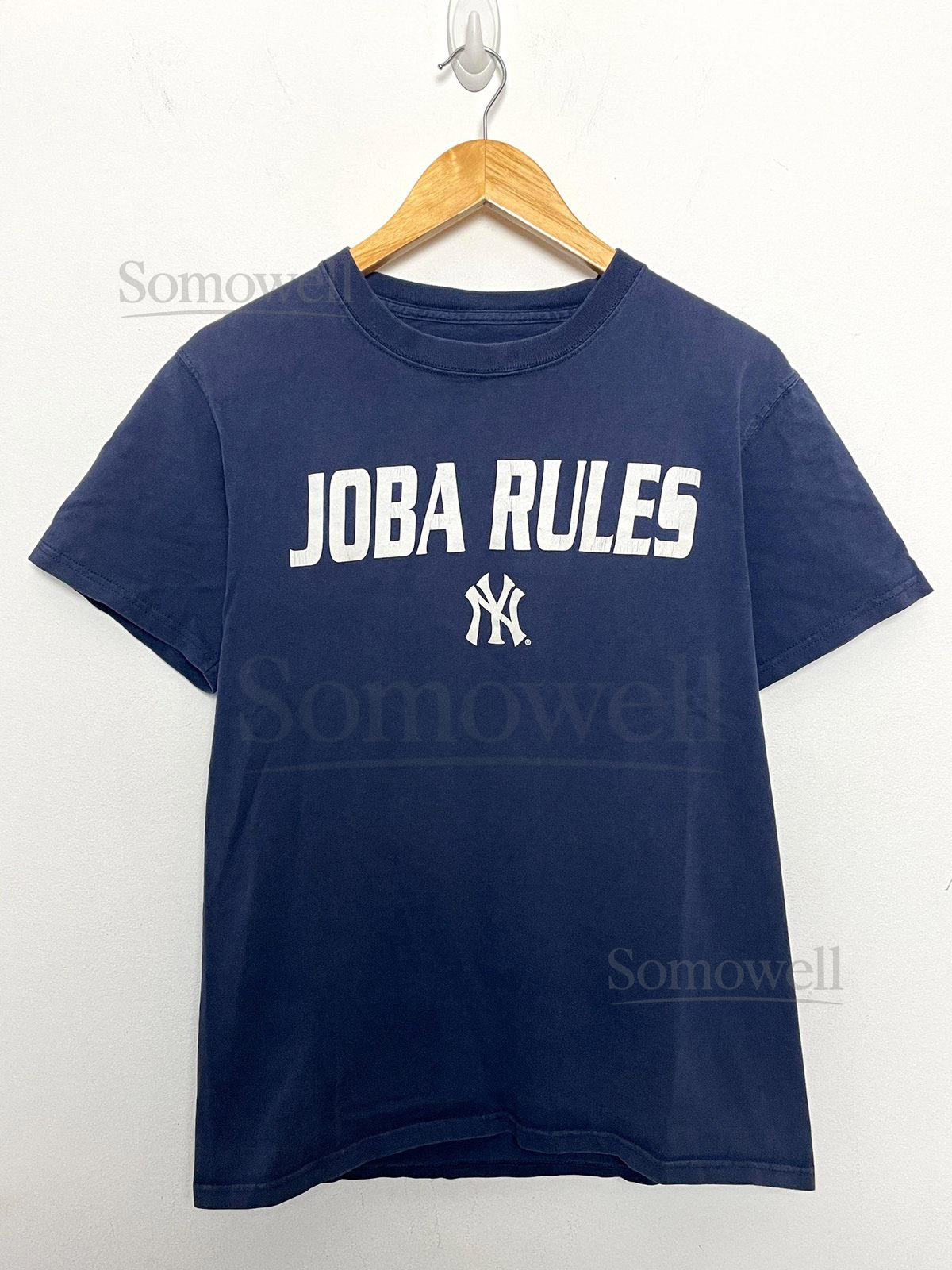 Vintage MLB Baseball New York Yankees Joba Chamberlain Spell Out Graphic Jersey Tee Shirt size adult Small_494