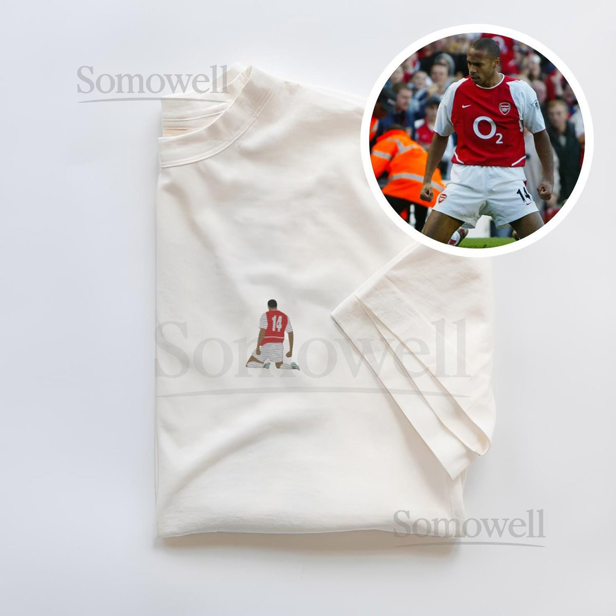 Thierry Henry Embroidered T-Shirt Iconic Knee Slide Celebration Arsenal Legend Multiple Colors Available_171