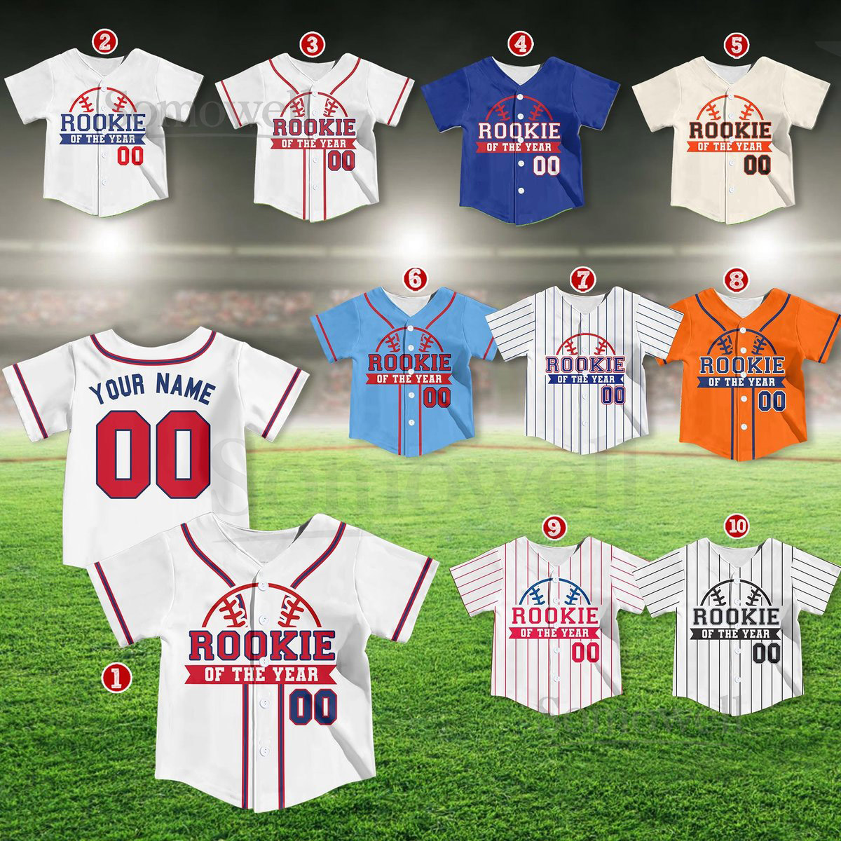 Personalized Rookie Of the Year Kid Baseball Jersey Custom Name Number Youth Baseball Shirt Rookie Of The Year Jersey For Baseball Fans_383