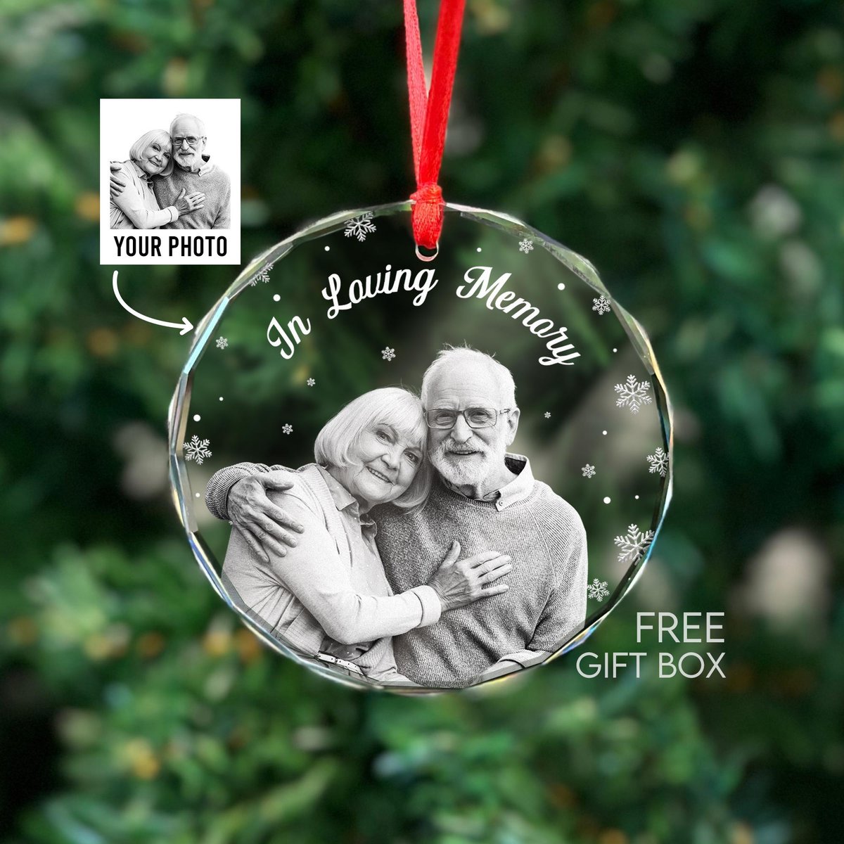 In Loving Memory Reembrace Bauble Memorial Ornament from Photo Heart Warming Gift For Late Family Member Gift for Loved Ones