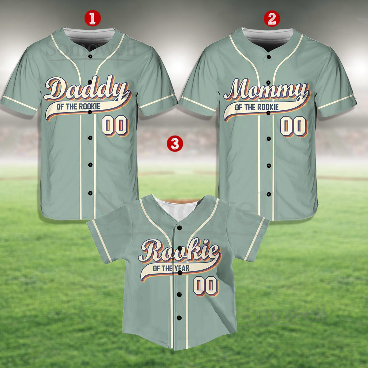 Personalized Daddy Mommy Of the Rookie Baseball Jersey Custom Name Number Shirt Rookie Of The Year Jersey Family Matching Outfits_082