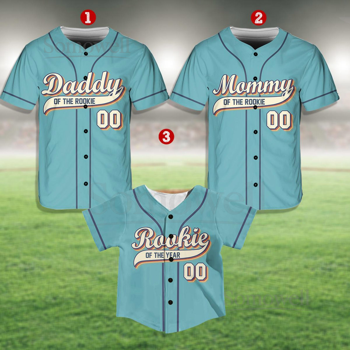 Personalized Daddy Mommy Of the Rookie Baseball Jersey Custom Name Number Shirt Rookie Of The Year Jersey Family Matching Outfits_083