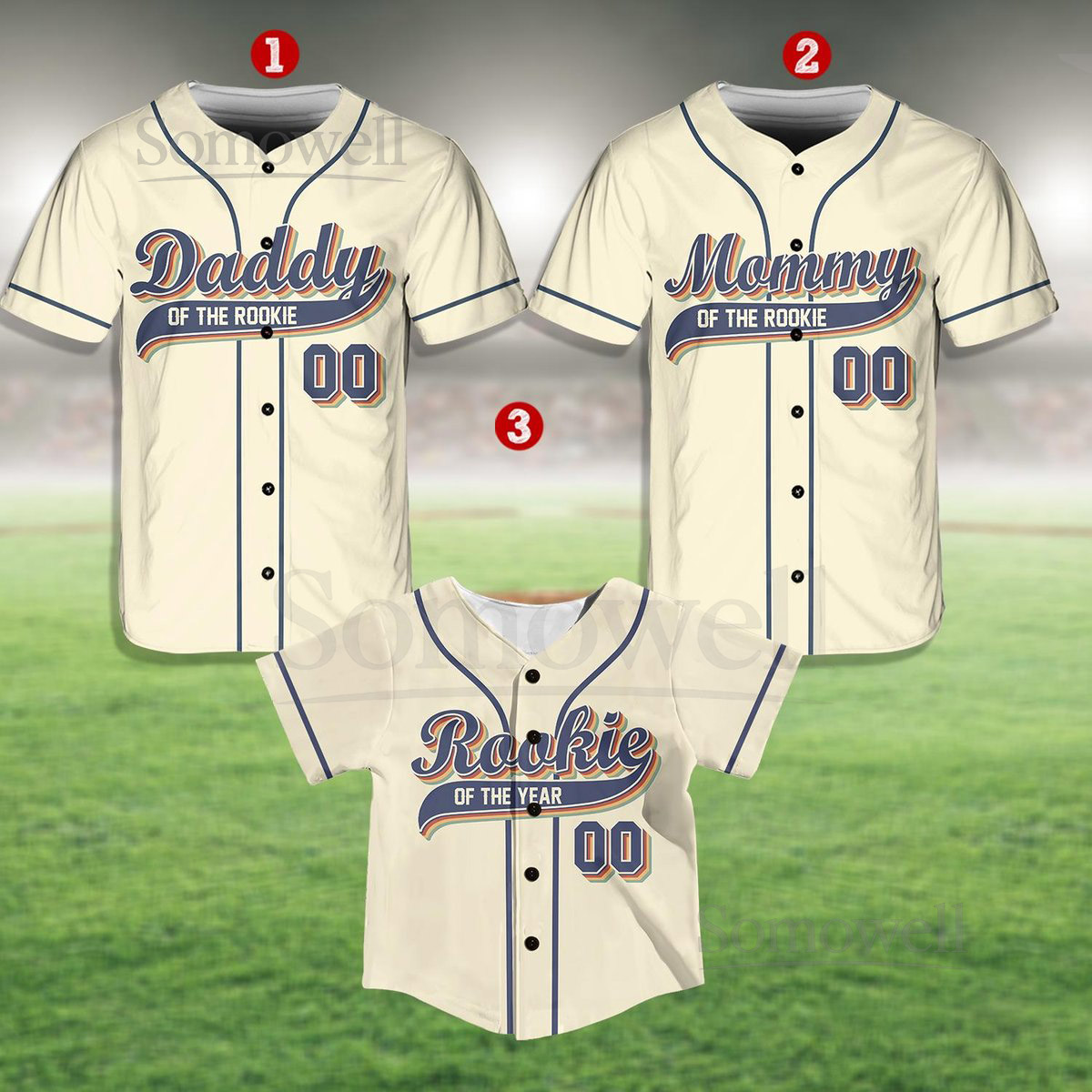 Personalized Daddy Mommy Of the Rookie Baseball Jersey Custom Name Number Shirt Rookie Of The Year Jersey Family Matching Outfits_084