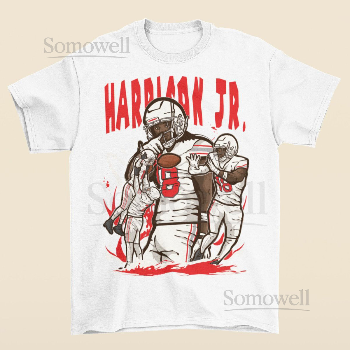 Marvin Harrison Jr. Cartoon Style Arizona Football T-Shirt_790