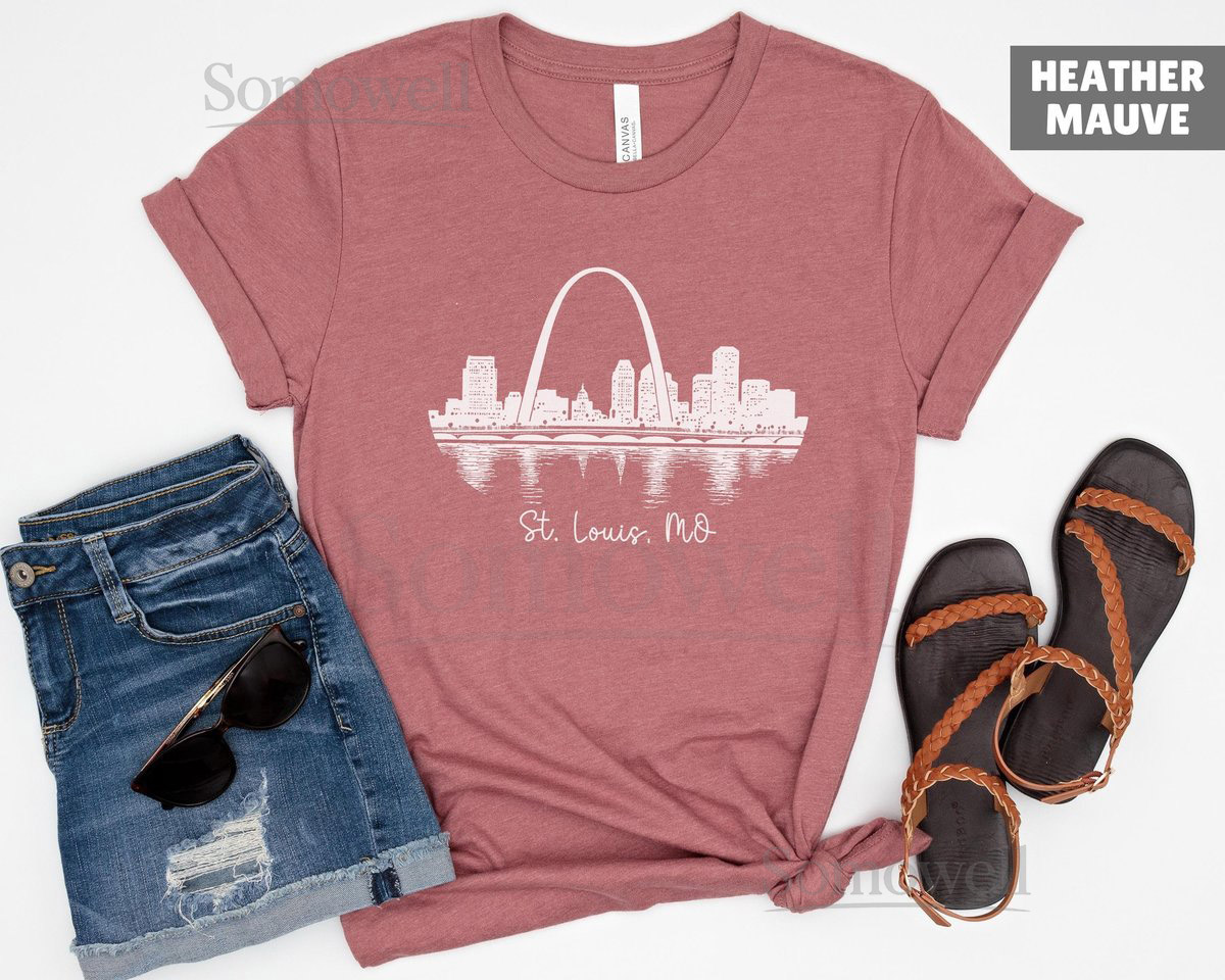 St. Louis Skyline Shirt Hand-Drawn Gateway Arch Missouri Travel Souvenir_540