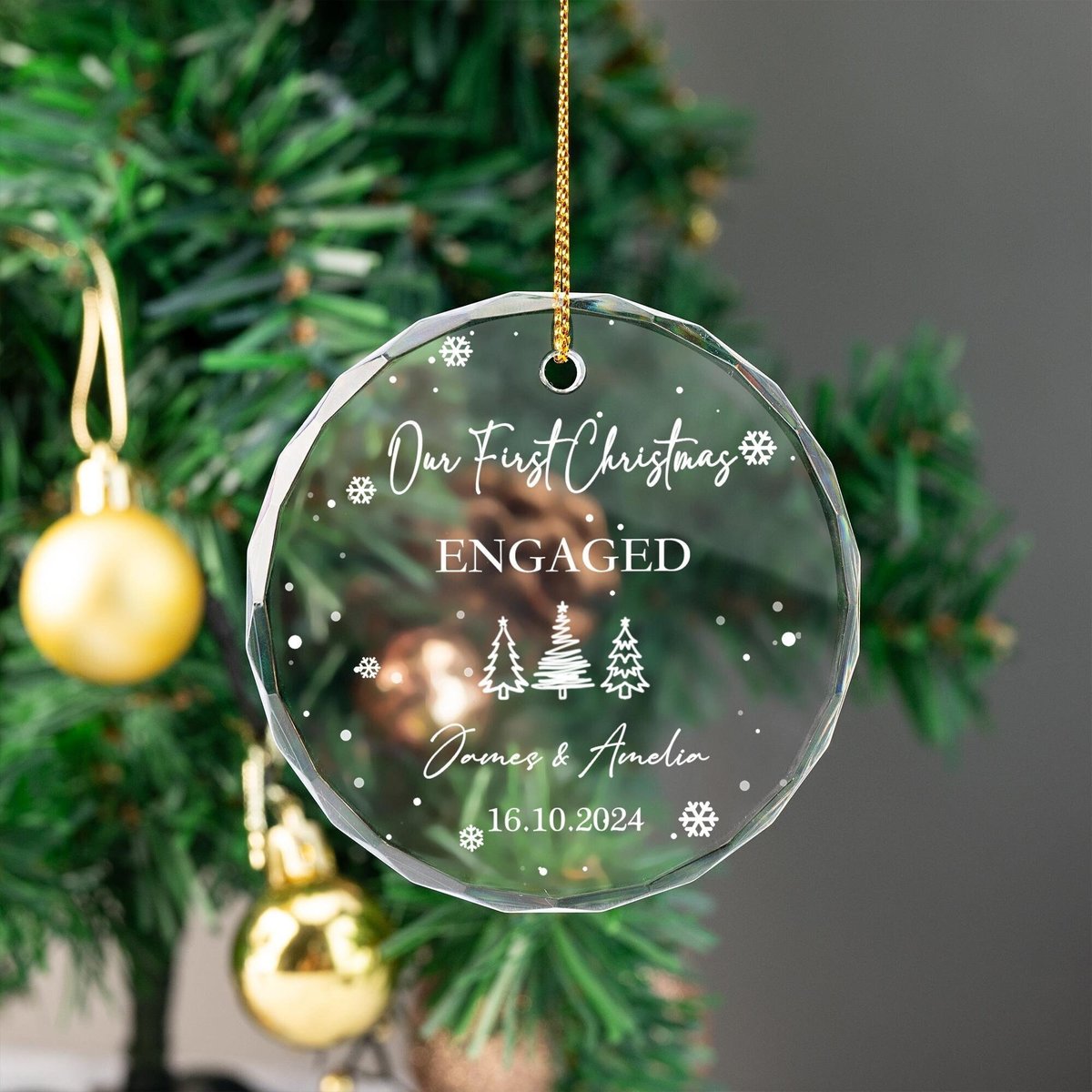 Our First Christmas Engaged OrnamentPersonalized Engaged Christmas OrnamentNewly Engaged Gift for ChristmasEngagement GiftCouple Gift