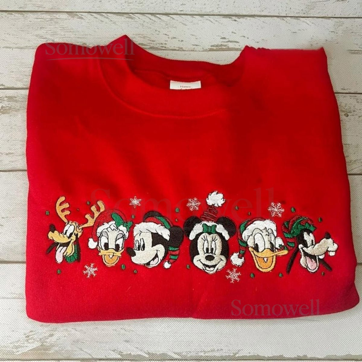 Christmas Mickey And Friends Embroidered Crewneck Sweatshirt Disney Embroidered Hoodie Disneyland Shirt Disneyworld Holiday Shirt_14