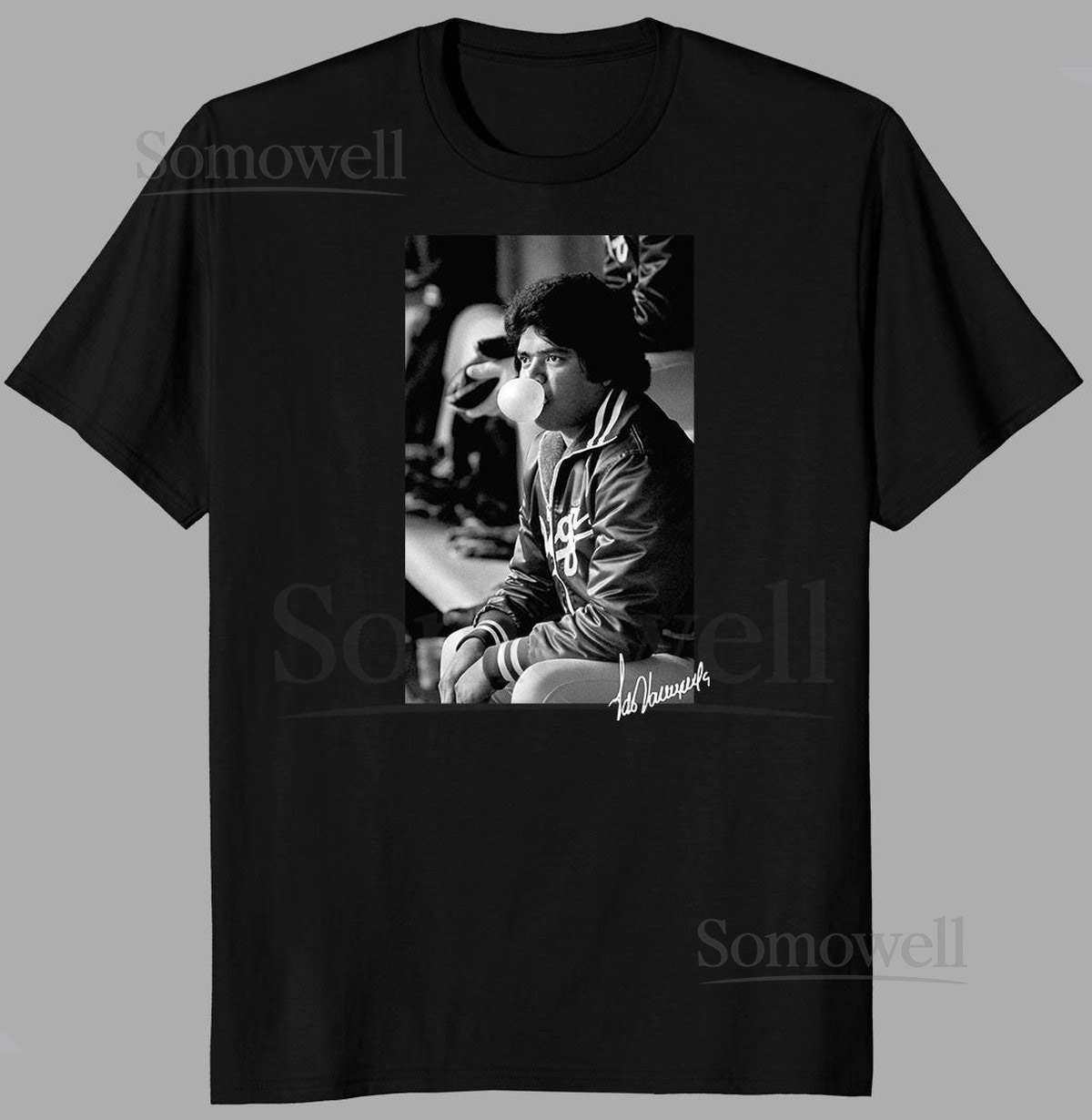 FERNANDO VALENZUELA Los Angeles Dodgers Tribute Chewing Gum Photo T-shirt_390