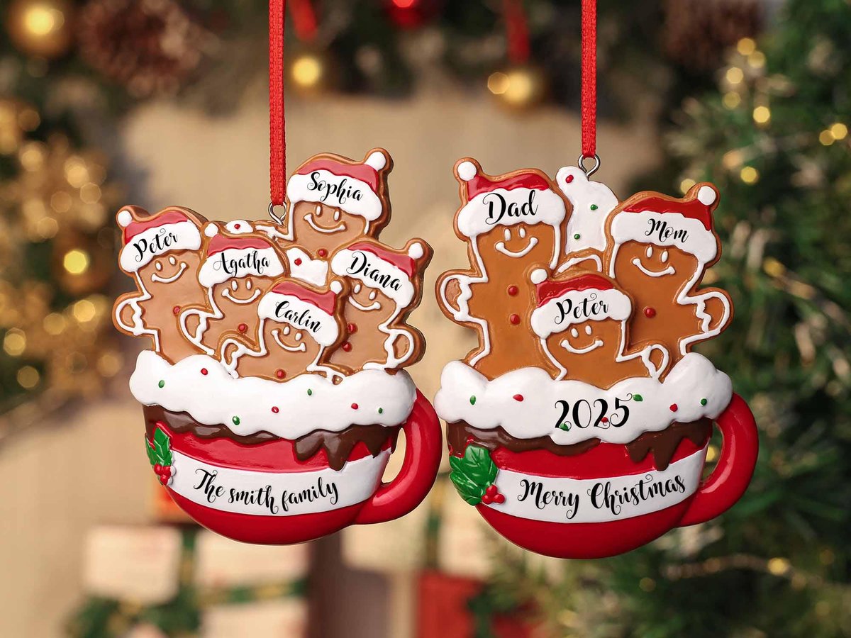 Personalized Resin Family Ornament Gingerbread Christmas Family Ornament Gingerbread Family of 23456 Ornament 2025 Christmas Decor