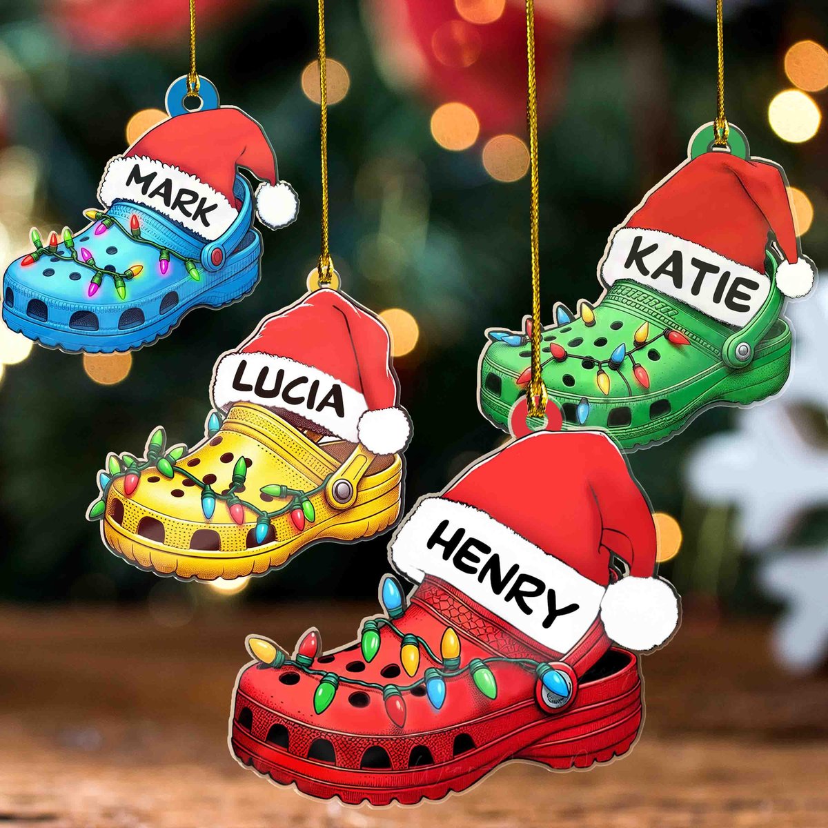 Funny Crocs Christmas Tree Ornament Crocin Christmas Home Decor 2D FLAT ornament Christmas gift Funny Holiday Decor Crocs Lover gift