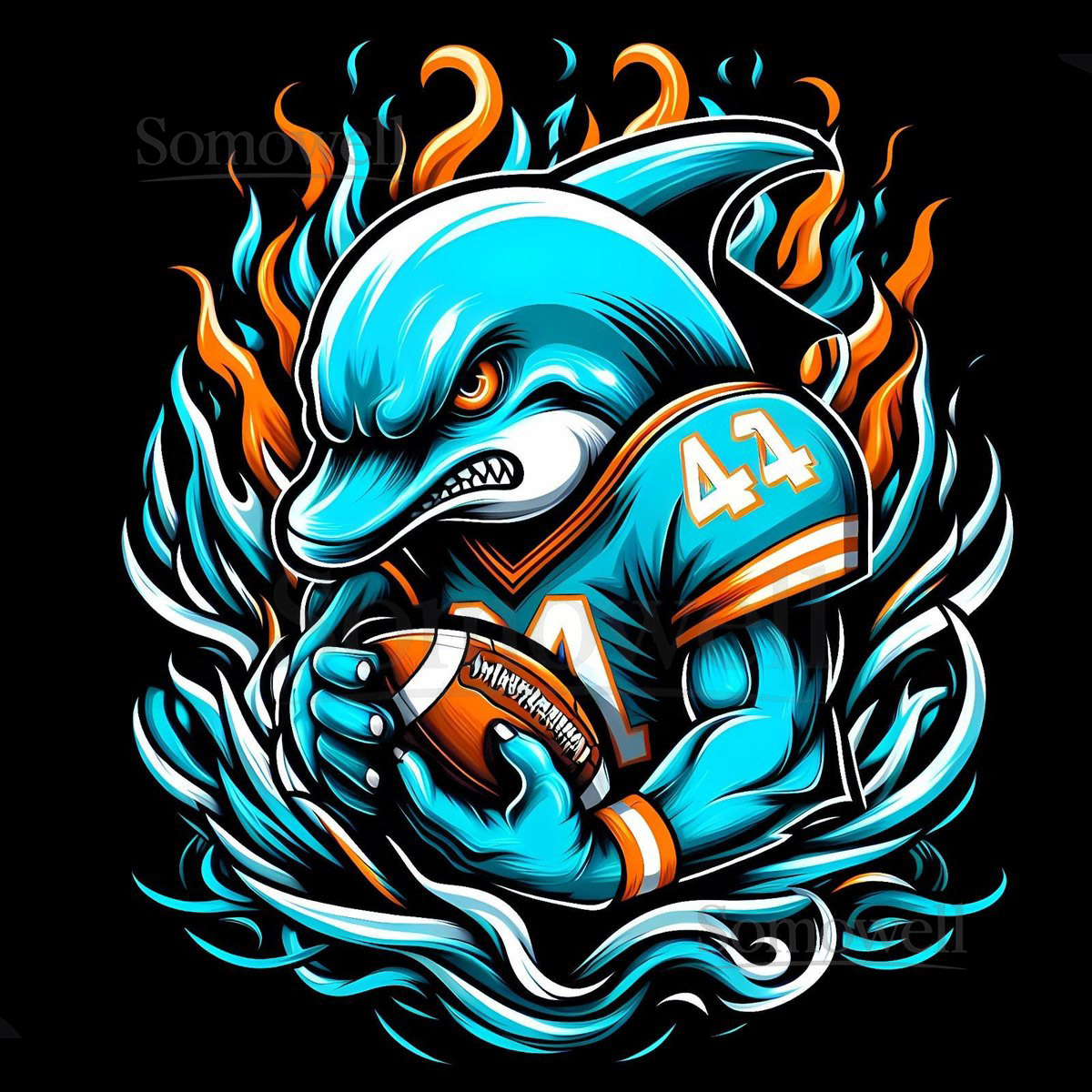 Miami Dolphins Football Team Graphic T-Shirt - Design 2_417