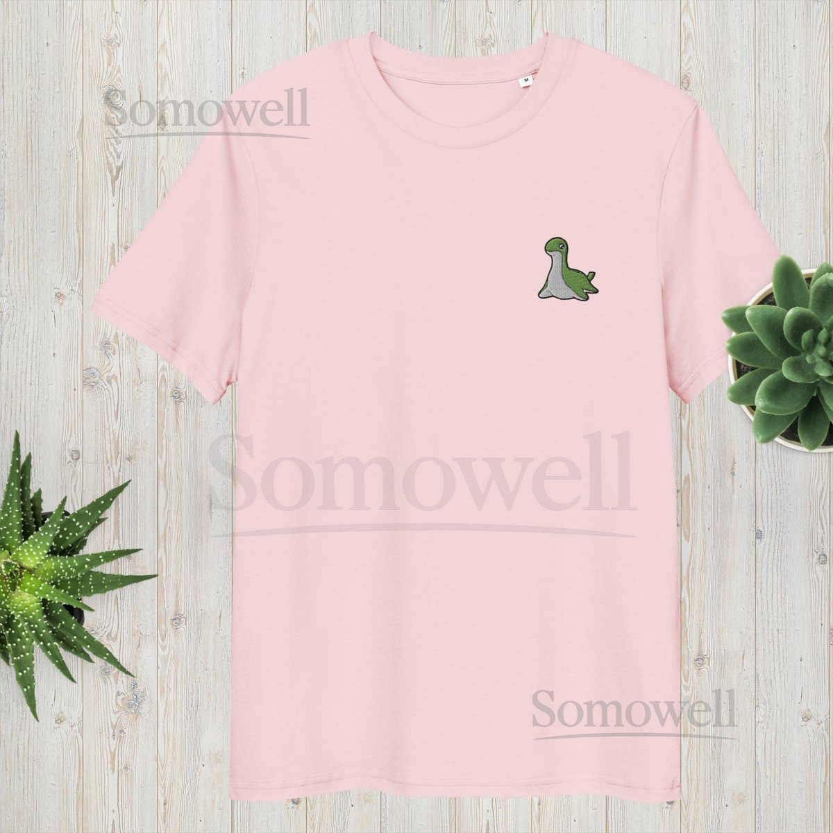 Embroidered Nessie Dinosaur Apex Legends Wattson organic cotton t-shirt_83