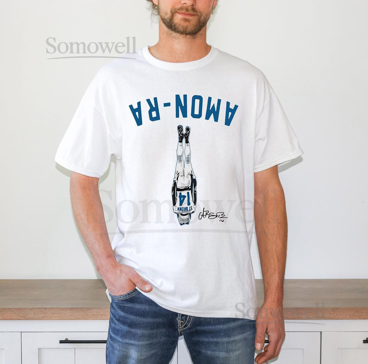 Detroit Lions Amon-Ra St. Brown Football Player Headstand Graphic Unisex Tee Detroit Football Fan Gift Amon-ra Upside Down Detroit Fan Tee_181