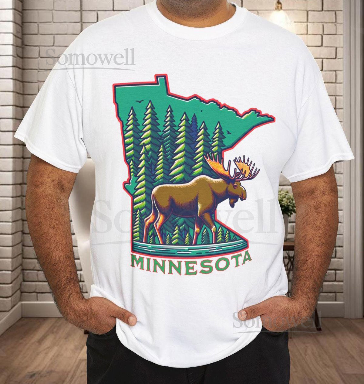 Minnesota Moose T-Shirt Wildlife Tee Nature Lover Gift Forest Animal Shirt Outdoor Adventure Clothing Unisex Cotton Top_620