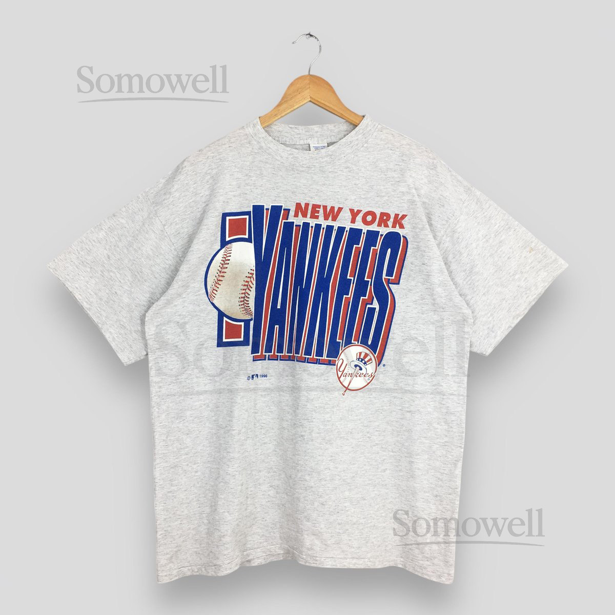 Vintage New York Yankees MLB Gray T shirt XLarge 90s New York Yankees Baseball Team Jersey NY Yankees Mlb Printed Logo Yankees 7 Tee Size XL_508