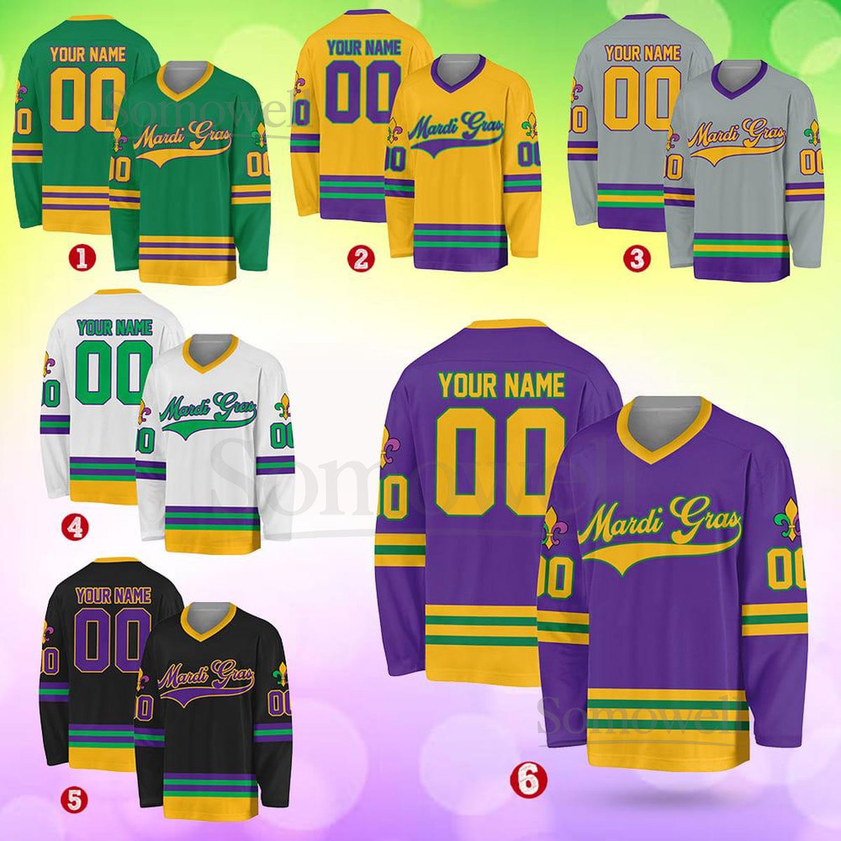 Personalized Mardi Gras Hockey Jersey Custom Name Mardi Gras Hockey Jersey Hockey Jersey Uniform For Hockey Fans Mardi Gras Outfit_271