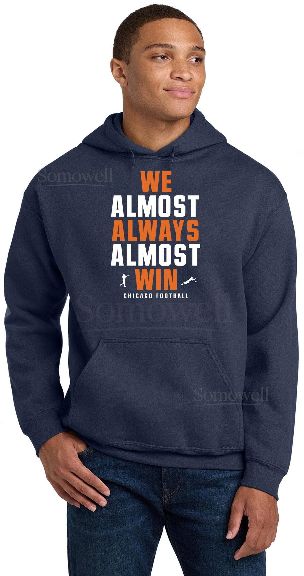 We Almost Always Almost Win - Funny Chicago Bears hoodie - Da Bears - Great gift for suffering Bear fan - Navy Unisex Hoodie_1128