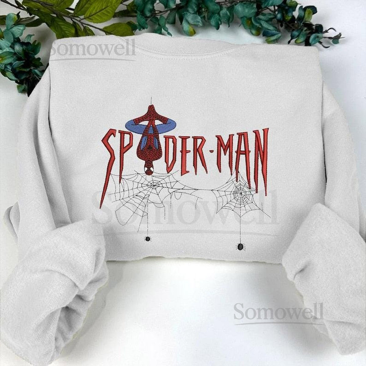 Superhero Spiderman Embroidered Sweatshirt Cartoon Embroidered Hoodie Spider Movie Crewneck Shirt Birthday Gift For Women Men Him_155
