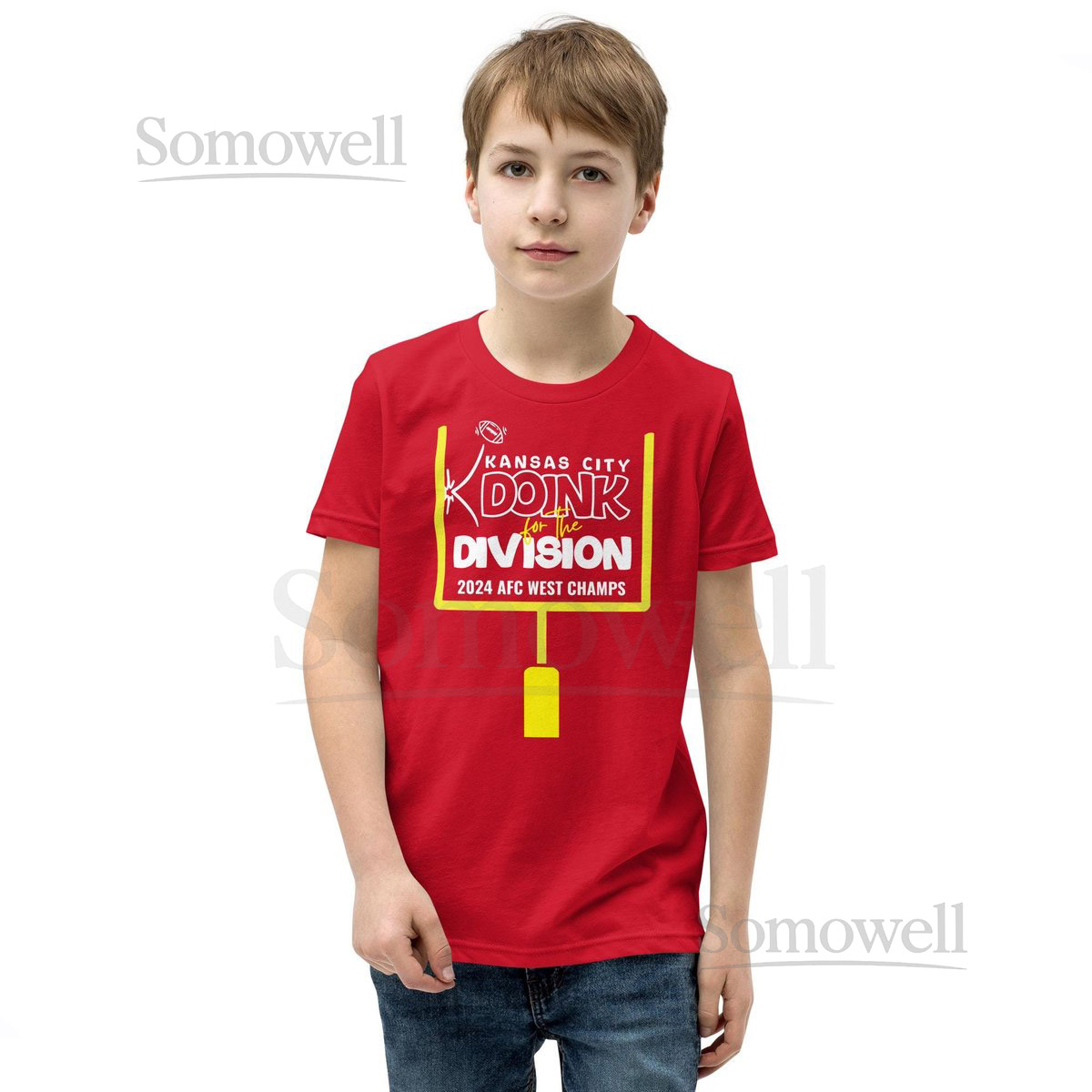 Doink for the Division Youth T-Shirt Kansas City Chiefs AFC Division Champions Tee Red Bella Canvas Kids Size Shirt KC Football_135