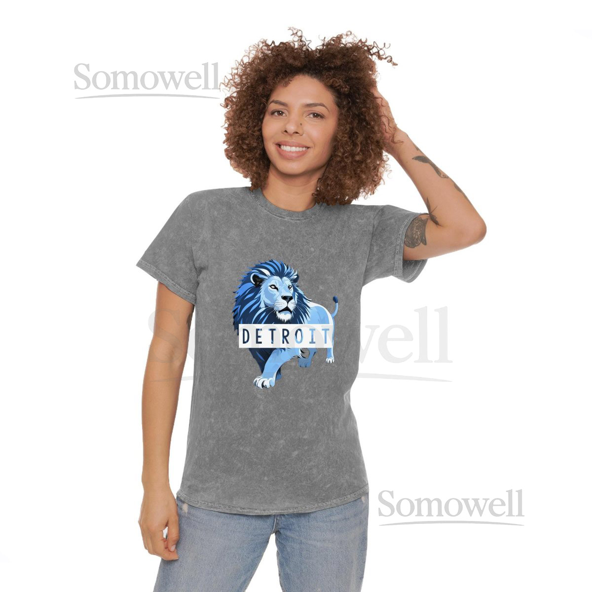 Detroit Lions Mineral Wash T-Shirt Vintage Style Tee Shirt Football Fan Apparel Distressed Graphic Tee Retro Sports Shirt_270