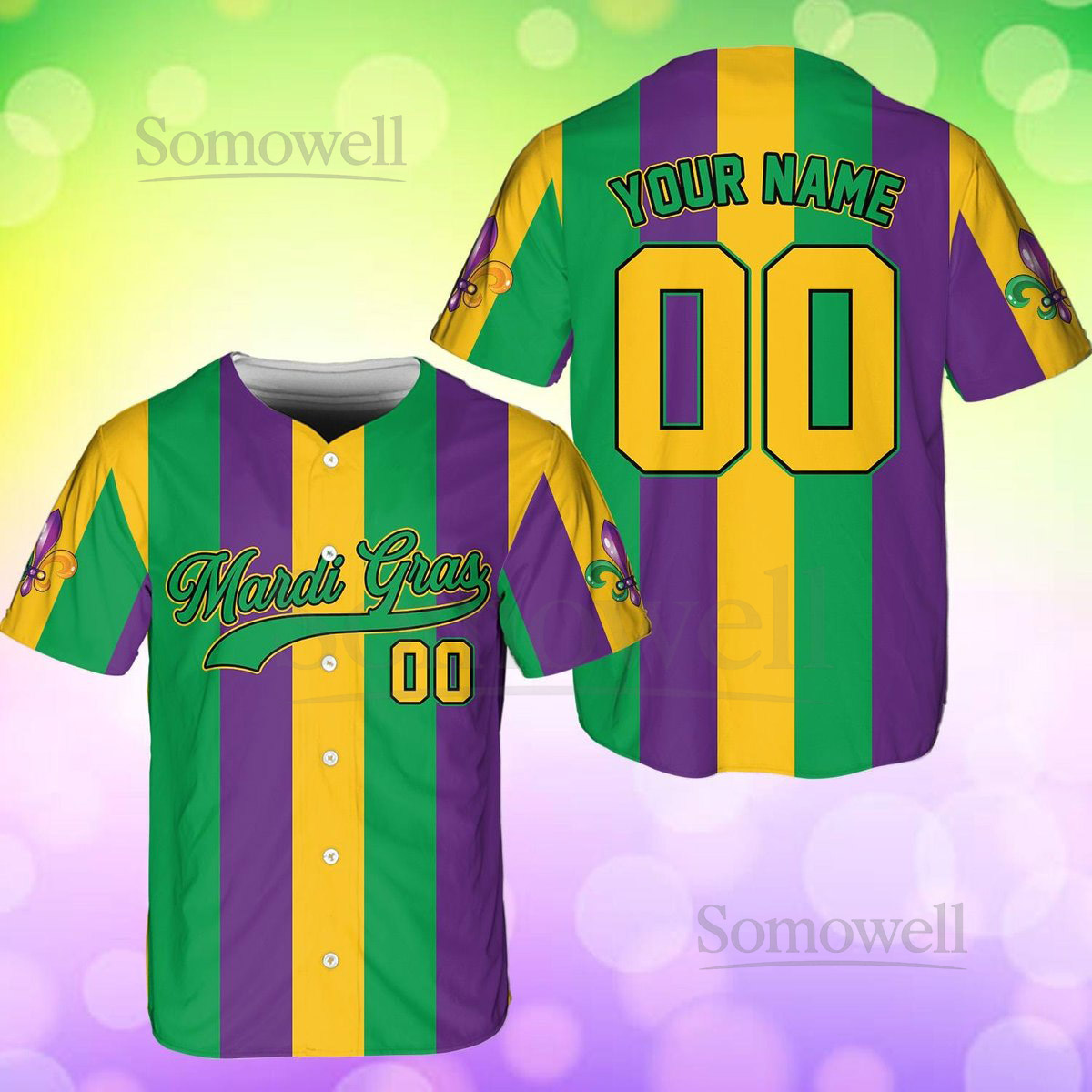 Personalized Mardi Gras Baseball Jersey Custom Name And Number Baseball Jersey Mardi Gras Carnival Jersey Gift For Family Matching_236