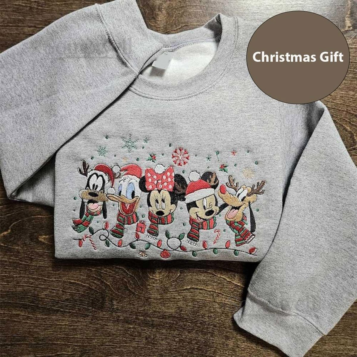 Disney Mickey And Friends Christmas Embroidered Sweatshirt Mickey Minnie Donald Daisy Goofy Pluto Shirt Embroidery Hoodie Xmas Gift_43