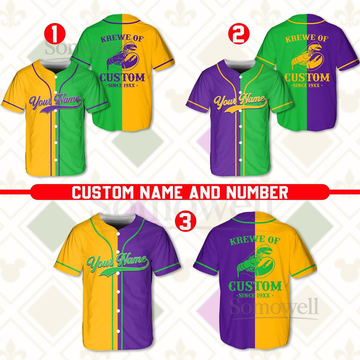 Personalized Mardi Gras Baseball Jersey Custom Mardi Gras Krewe Lobster Since 19xx Baseball Jersey Shirt Gift For Family Matching_214