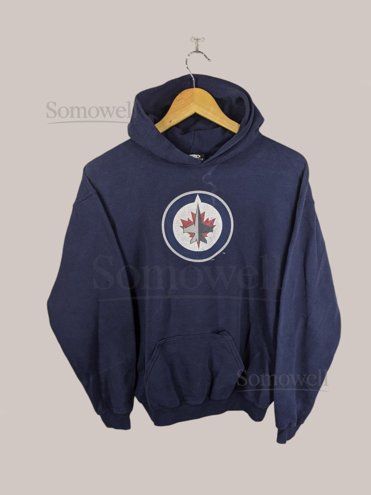 Vintage NHL Winnipeg Jets Hockey Ice Hoodie Salem Sportwear Winnipeg Jets Pullover Winnipeg Jets Printed Logo Black Men's Saiz Small_751
