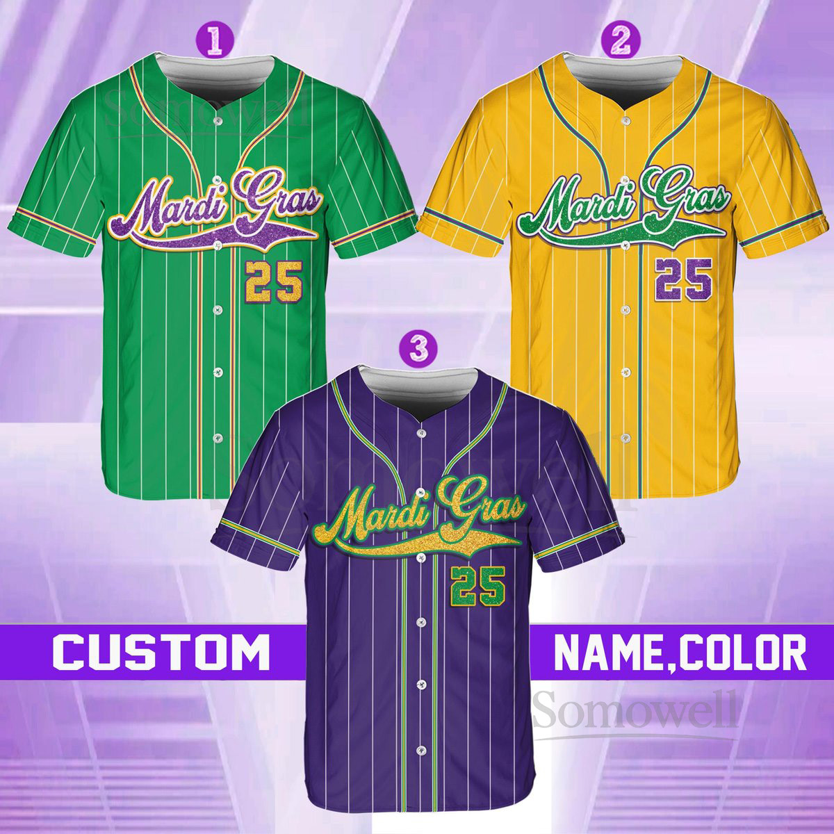 Personalized Glitter Mardi Gras Baseball Jersey Custom Name And Number Baseball Jersey Mardi Gras Carnival Jersey Printed Glitter_124