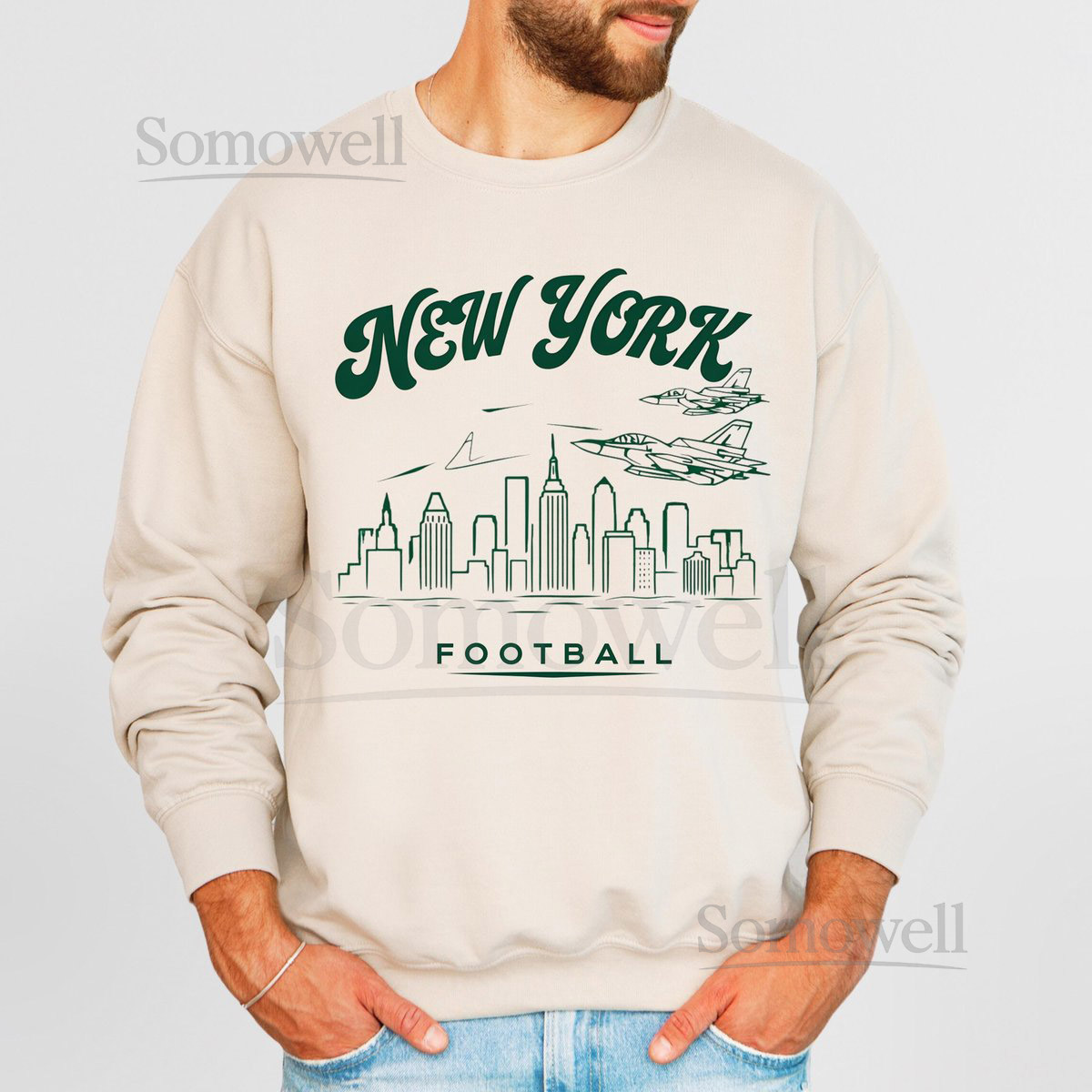 New York Sweatshirt - Retro Football Crewneck - Jets Sweatshirt_377