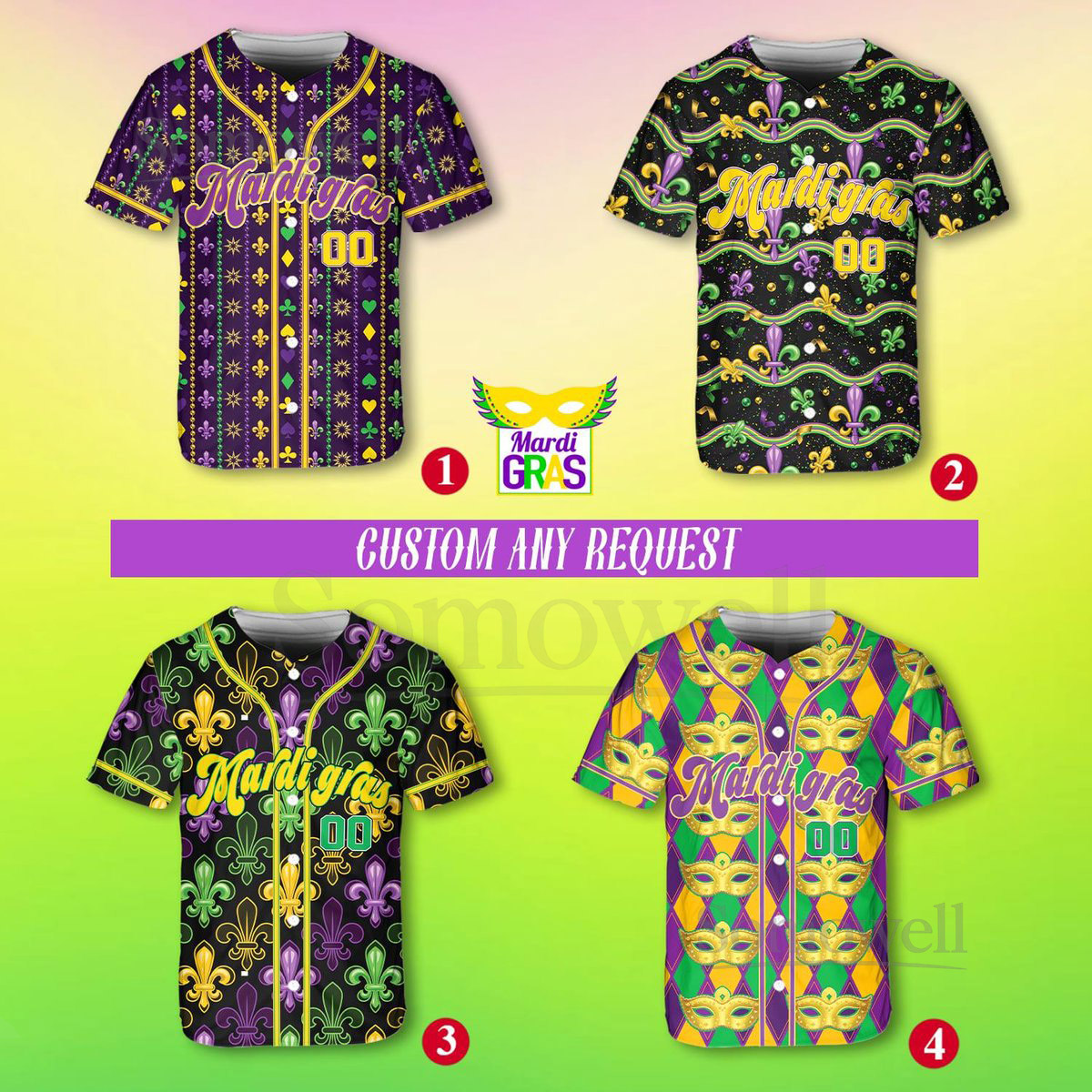 Personalized Mardi Gras Baseball Jersey Custom Name And Number Baseball Jersey Mardi Gras Carnival Jersey Gift For Family Matching_241